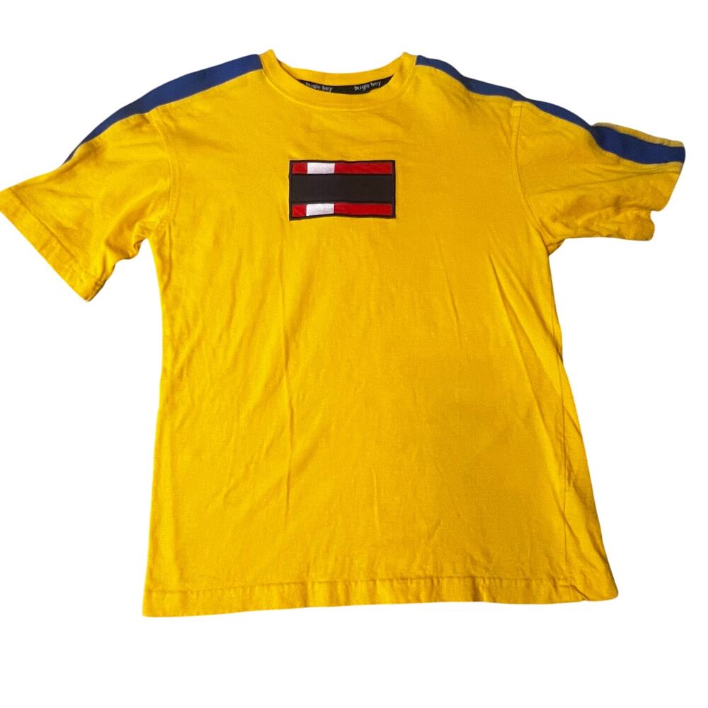 Vintage Bugle Boy preppy y2k embroidered color block T shirt boys size 10-12